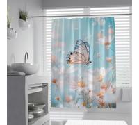 UERWOWELL Rideau de Douche Fleur de Marguerite Papillon Tissu Rideau de Bain Imperméable Lavable Bohème Esthétique Romantique Salle de Bain décorative Extra Long W150xL200 cm