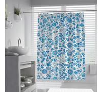 UERWOWELL Rideau de Douche Fleuri Bleu Rideau de Bain à Petit imprimé Marguerites avec Crochets, décoration de Salle de Bain Cottage campagnard, Tissu imperméable Lavable en Machine W150xL200 cm