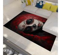 UERWOWELL Rouge et Noir 70x120cm Tapis Jour de la Mort Décor Style Gothique Mystère Femme Portrait Motif Tapis de Sol Tapis Mince pour Dressing