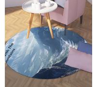 UERWOWELL Style de Photographie 100cm Tapis Ronds Vallée pittoresque et Sommets Imprimer Tapis Mince pour Le Salon Bureau Zones à Fort trafic Portable Pliable