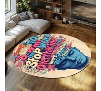 UERWOWELL Style de Typographie Abstrait 200cm Tapis Ronds Citations de Motivation colorées Imprimer Tapis de Sol Confortable à Poils Ras pour Salon Chambre Bureau