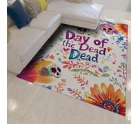 UERWOWELL Style du Jour des Morts 120x150cm Tapis lavables Crâne coloré et Motif Floral Tapis de Sol à Poils Ras pour Vivre Chambre de bébé Salle de Jeux