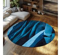 UERWOWELL Style Expression Tapis Rond 5ft - Silhouette Solitaire Tapis imprimés Fines Montagnes Bleues lavables Décoration du Sol pour Atelier et Bureau