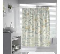 UERWOWELL Style Morris Grenade Rideau de Douche Vintage Feuilles, Crème Verger Botanique Citron Herbes Tissu Rideau de Bain, Pastel Poliéster Décoration de Salle de Bain W240xL180 cm