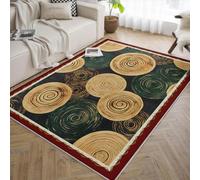 UERWOWELL Tapis à Fort trafic 80x150cm Mince Lavable Abstrait géométrique Anneaux d’Arbre imprimé Tapis paillasson rectangulaire pour dortoir Dressing