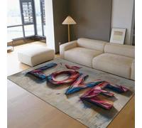 UERWOWELL Tapis Bohèmes Style 160x200cm Graffiti Style 3D Lettres d’Amour imprimées Moquette à Poils Bas canapé Romantique de la Saint-Valentin décoration du Sol