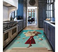 UERWOWELL Tapis d’Art Moderne 200x300cm Surréaliste Flottant Pierre Rouge Robe Talons Noirs Motif Tapis d’intérieur à Poils Ras pour Salle d’étude Studio Home Decor