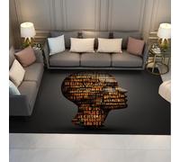 UERWOWELL Tapis d’Espace Abstract Word Art 150x210cm - Création de Profil Humain Motif Fin pour Salon d’étude Canapé de Bureau Décoration Minimaliste Moderne