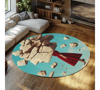 UERWOWELL Tapis de Cercle d’Art Moderne 120cm Surréaliste Flottant Pierre Rouge Robe Talons Noirs Motif Mince Rond Tapis pour Salle d’étude Studio Home Decor