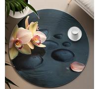 UERWOWELL Tapis de Cercle d’Art Moderne 180cm Surréaliste Flottant Pierre Rouge Robe Talons Noirs Motif Mince Rond Tapis pour Salle d’étude Studio Home Decor