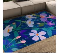 UERWOWELL Tapis de Cuisine Floraux de Style Nordique Fleurs Sauvages colorées Tapis d’extérieur Mince pour Salon Canapé Chambre Confortable Lavable Antidérapant 100x150cm