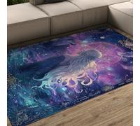 UERWOWELL Tapis de Cuisine Gothique 80x150cm Mystic Ocean Art Art Sorcières Tapis de Sol Magie Noire Wolf and Eagle Design Chemin Lavable à Poils Bas pour Couloir