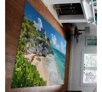 UERWOWELL Tapis de Plage Tropicale 120x180cm Villa en Bord de mer et Tapis imprimés de Verdure Finesse antidérapante pour Le Sol du Salon