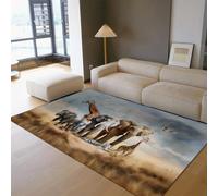 UERWOWELL Tapis de Prairie Africaine 160x220cm Animaux Sauvages éléphant Tigre Girafe Motif Poils Ras Tapis pour Salon Chambre Lavable