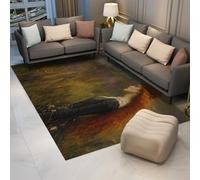 UERWOWELL Tapis de Sol d’Art rétro 120x200cm Automne Prairie Fleurs Sauvages scène Belle Fille Motif Tapis d’intérieur à Poils Ras pour Chambre à Coucher Salon décor