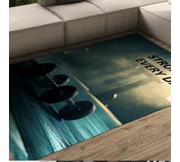 UERWOWELL Tapis de Style Gymnase haltérophilie haltère Impression Tapis à Poils Ras pour Vivre Salle d’entraînement Chambre à Coucher Bureau décor Portable Pliable 80x150cm