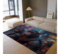 UERWOWELL Tapis de Style surréaliste 120x150cm Street Pop Art Mode Gorille Print Tapis Mince pour Adolescents Salon Chambre Antidérapant Lavable