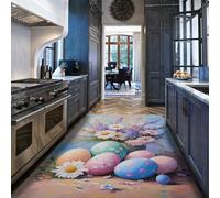 UERWOWELL Tapis Fins printaniers vibrants 200x300cm Élégance œufs de Pâques Pastel Lavande & Cosmos Tapis de Sol ou Salon Salle de Classe antidérapant Lavable