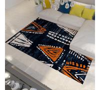 UERWOWELL Tapis Graffiti géométrique Triangles flèches Blanc Orange Lavable Tapis Doux Poil Ras antidérapant carpette Bienvenue Salon Chambre Salle à Manger 160x230cm