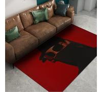 UERWOWELL Tapis Minimaliste Moderne 140x200cm Tapis à Poil Bas imprimé mystère Noir Lavable pour Salons Studios Décoration de Sol Rouge Vif