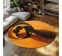 UERWOWELL Tapis minimalistes en Cercle 160cm Couple Romantique Embrasse Tapis à Poil Bas imprimé Art Abstrait Abstrait antidérapant Décoration du Sol de la Chambre d’Amis