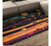 UERWOWELL Tapis rayé coloré Abstrait Géométrique Spirale Motif Mince Tapis de Sol pour Salon Chambre Couloir Lavable Antidérapant 90x120cm