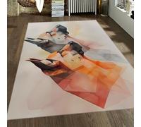 UERWOWELL Tapis rectangulaire 180x200cm Solide Style géométrique drôles Chiens Imprimer Tapis de Sol pour Les Amoureux des Animaux Salon Chambre dortoir à Poils Ras Facile Nettoyage