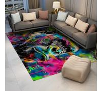 UERWOWELL Tapis rectangulaire 180x300cm Aquarelle Art Graffiti Singe Imprimer Tapis de Sol pour Salon Chambre Studio d’Art dortoir à Poils Ras Facile Nettoyage