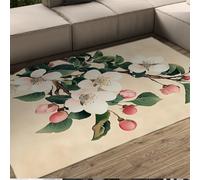 UERWOWELL Tapis rectangulaire Lavable esthétique Orientale Rose Motif Fleur de Cerisier Tapis à Poils Ras 120x200cm pour Chambre Salon Salon de thé