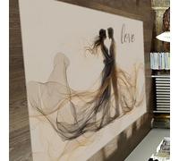 UERWOWELL Tapis romantiques pour la Chambre d’Amour 150x210cm Couple élégant s’embrassant avec Un Motif de Robe Fluide Moquette à Poil Bas décoration de Sol Marron et crème Chaude