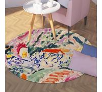 UERWOWELL Tapis Rond d’Art à l’Aquarelle 100cm Peinture célèbre La Femme Japonaise au Bord de la rivière Imprimer Tapis de Sol à Poils Ras pour Les Salons Cuisine