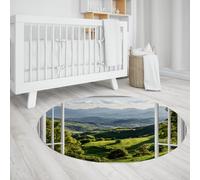 UERWOWELL Tapis Ronds d’intérieur Vallée Verte et Paysage de Prairie Tapis de Sol Mince antidérapant pour Salon Chambre Balcon Couloir Cuisine 150cm