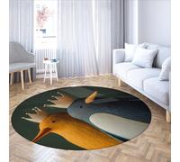 UERWOWELL Tapis Ronds fantaisistes Pingouin 150cm Dessin animé Penguin Prince et Princesse Motif Mince Cercle Tapis pour Chambre d’Enfant Salle de Jeux Lavable