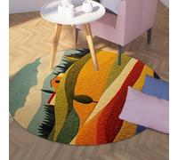 UERWOWELL Tapis Ronds Ferme Campagne 140cm - Tapis Sol à Motifs pins ondulés à Vagues éclatants pour Une décoration intérieure Moderne Salon Toute Saison