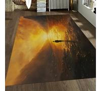 UERWOWELL Tapis Sol Voyage Abstrait 120x200cm - Silhouette Solitaire Scène Chaude Coucher Soleil Imprimé Tapis Fins Espaces Vie Modernes Tapis antidérapants lavables Intérieur