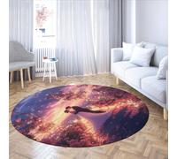 UERWOWELL Tapissés Ronds de cérémonie de rêve 100cm Mariage Couple s’embrassant Tapis à Poil Bas Plastique antidérapant Lavable Décoration Romantique Rose Rose et Bougies