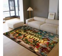 UERWOWELL Thème des Vacances 60x120cm Tapis Père Noël Motif Confortable Lavable à Poils Ras Tapis de Sol pour Vivre Chambre de crèche Dortoir Noël Décoration intérieure