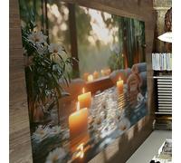 UERWOWELL White Daisy 120x200cm Tapis Coin Candles rêveurs Lumineux sur l’Eau Imprimé Moquette Douillet à Poils Bas pour Spa Chambre Studio Yoga Détente Décoration du Sol