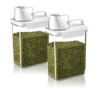 UESDU 2 Pièces Distributeur Lessive Liquide de 1800ml, Rangement Lessive avec Verre Doseur Distributeur de Lessive Convient pourla Poudre à Lessive, La Lessive, Les céréale