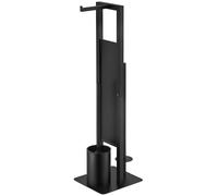 UESTELON Porte Papier Toilette sur Pied avec Brosse WC | Multifonction Support Papier Toilette en Acier Inoxydable avec Rangement pour 3 Rouleaux, Noir Mat