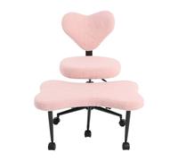 UESUENYENS Chaise de méditation ergonomique en laine d'agneau, avec 7 roulettes, rotation à 360 °, capacité de charge 150 kg, pour yoga, bureau, salon (rose)