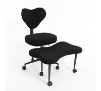 UESUENYENS Chaise de méditation ergonomique en laine d'agneau, avec 7 roulettes, rotation à 360 °, capacité de charge 150 kg, pour yoga, bureau, salon (noir)