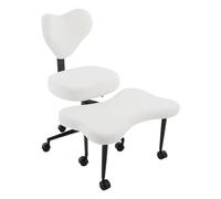 UESUENYENS Chaise de méditation ergonomique en laine d'agneau, avec 7 roulettes, rotation à 360 °, capacité de charge 150 kg, pour yoga, bureau, salon (blanc)