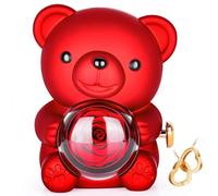 UEsvathr Rose Eternelle,Ours en Roses pour la Saint-Valentin,Boîte et Collier de Roses Rotatives en Fleurs Préservées,Cadeau Femme,Cadeau de Saint-Valentin,Fête des Mères,Cadeau d'anniversaire