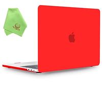 Ueswill Coque rigide pour MacBook lisse doux au toucher Mat givré + chiffon de nettoyage en microfibre 2016 Macbook Pro 15" (Touch Bar) Red