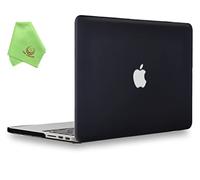 Ueswill Coque rigide pour MacBook lisse doux au toucher Mat givré + chiffon de nettoyage en microfibre MacBook Pro 13" with Retina Display noir
