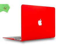 Ueswill Coque rigide pour MacBook lisse doux au toucher Mat givré + chiffon de nettoyage en microfibre Mackbook Air 13" Red