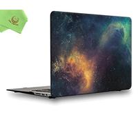 Ueswill Coque rigide pour MacBook lisse doux au toucher Mat givré + chiffon de nettoyage en microfibre Mackbook Air 13" Pattern-Nebula/Green