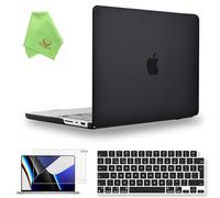 UESWILL Puce 3 en 1 compatible avec MacBook Pro 14" M5 M4 M3 M2 M1 Pro Max (version 2021-2026), coque rigide mate + protection de clavier britannique + protecteur d'écran, noir