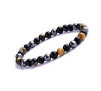 UEUC Bracelet Triple Protection Oeil de Tigre, Perles en hématite et Obsidienne Noire de(6mm-1)